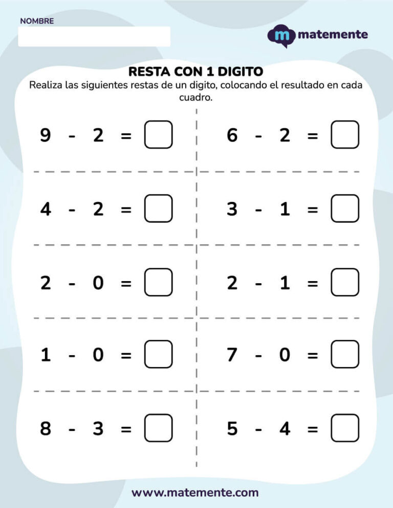 Actividades De Restas Para Primer Grado Pdf