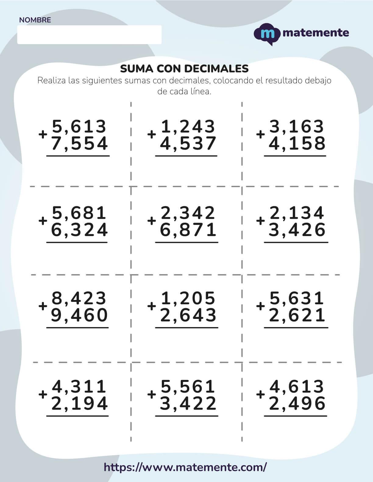 Ficha De Sumas Y Restas Con Decimales Para Multiplicaci N De The Best