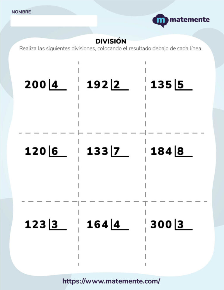 Ejercicios De Divisiones Para Cuarto Grado Imprimir